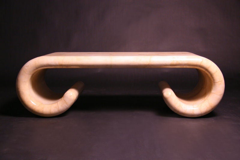 Lacquered Goatskin Scroll Coffee Table