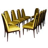 Set of 10 custom green velvet dining chairs by Monteverdi-Young