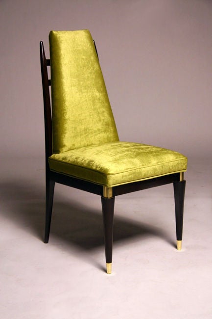 Mid-20th Century Set of 10 custom green velvet dining chairs by Monteverdi-Young