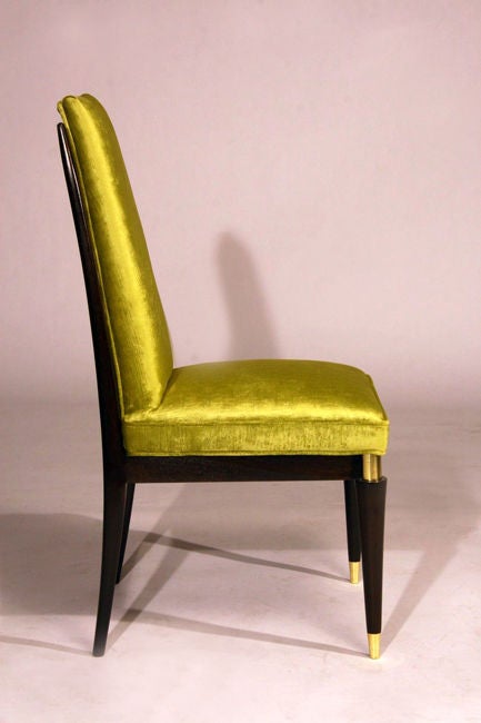 Set of 10 custom green velvet dining chairs by Monteverdi-Young 1
