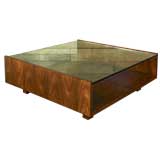 Square jacaranda and glass coffee table by Joaquim Tenreiro