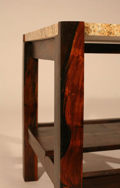 Mid-Century Modern Brazilian Jacaranda and Granite Side Tables For Sale 1