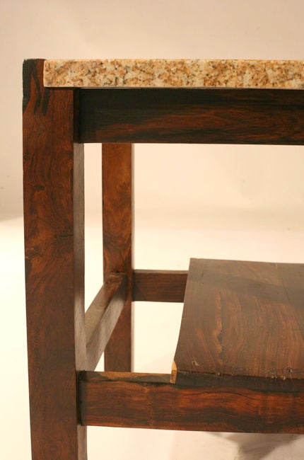 Mid-Century Modern Brazilian Jacaranda and Granite Side Tables For Sale 2