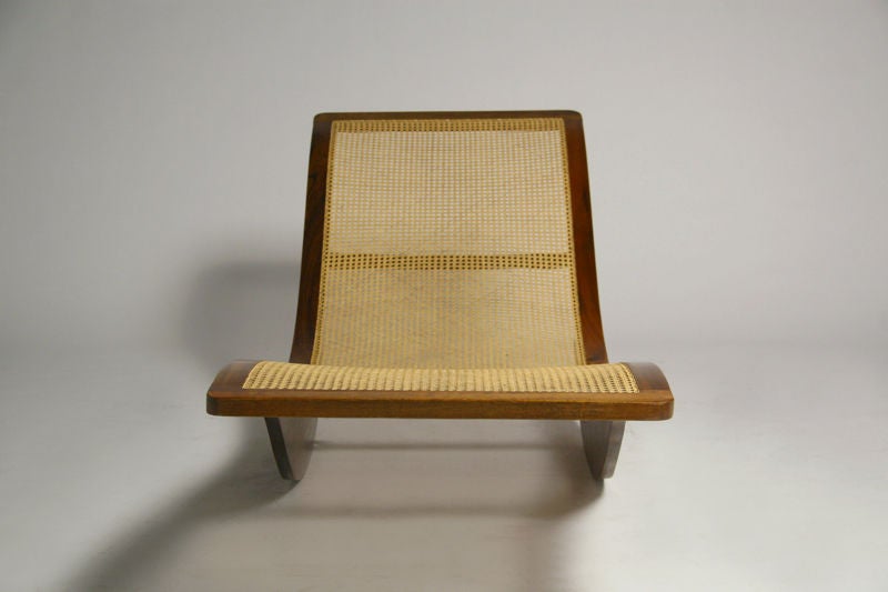 Mid-20th Century A rocking wood and caned chaise longue by Igor Rodrigues