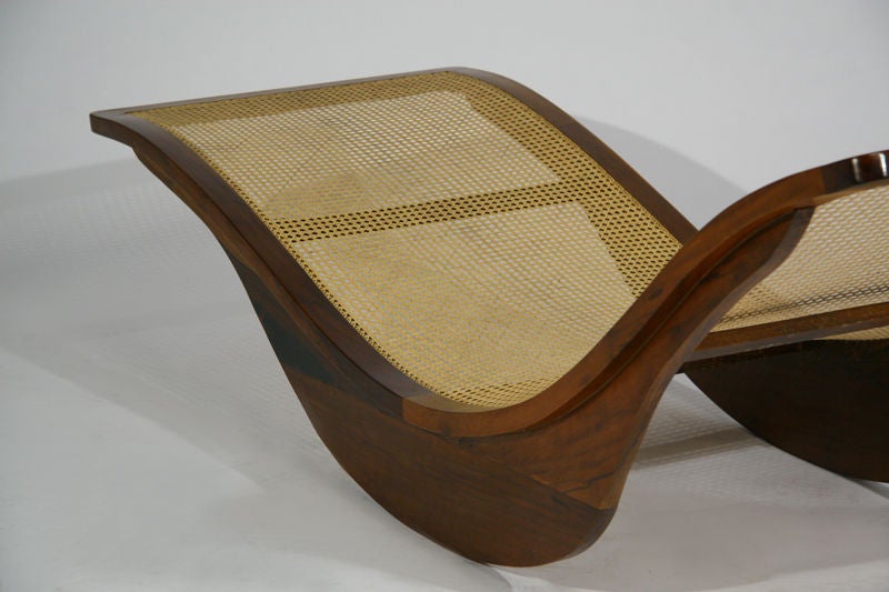 A rocking wood and caned chaise longue by Igor Rodrigues 4