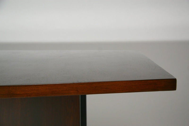 Metal Brazilian exotic wood dining table by Geraldo de Barros