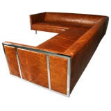 Large leather and chrome sectional sofa by Craft Associates