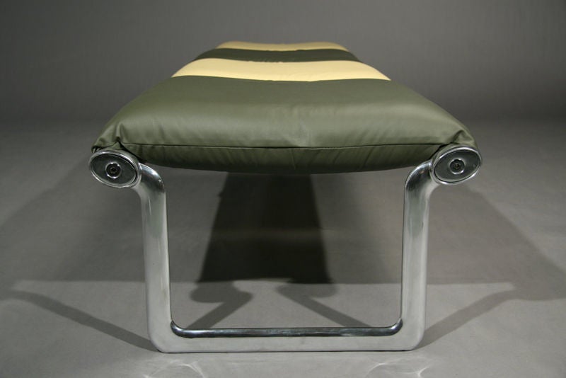 American Pair of Long Leather and Chrome Benches by Knoll