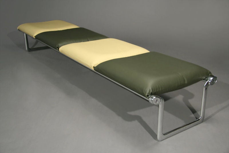 Pair of Long Leather and Chrome Benches by Knoll In Good Condition In Hollywood, CA
