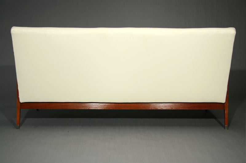 Mid-20th Century Exotic wood and leather sofa by Cavallaro, Brazil