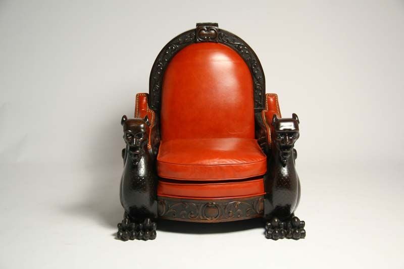 Brazilian A pair of Devil headed arm chairs from a Portuguese fasienda