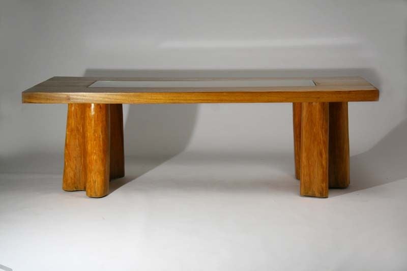 Late 20th Century Peroba wood dining table with glass inset by Jose Zanine Caldas