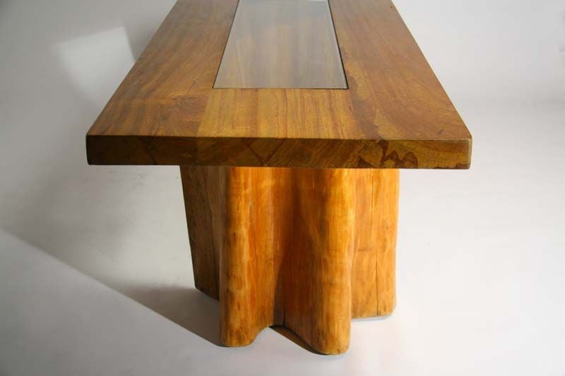 Peroba wood dining table with glass inset by Jose Zanine Caldas 1