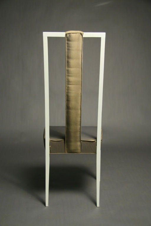 A Pair Of Tall Green Silk And White Frame Corner Chairs 3