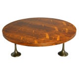Round rosewood coffee table by Milo Baughman