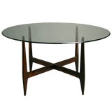 Brazilian rosewood and round glass dining table
