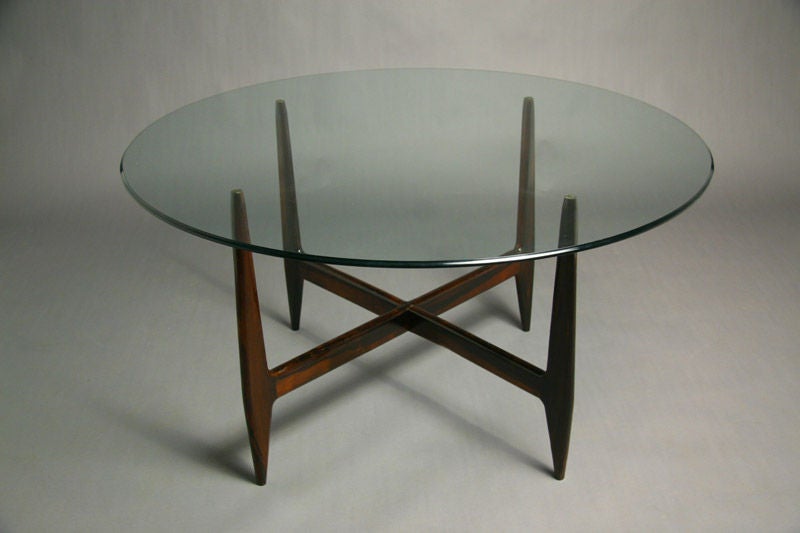 Brazilian rosewood and round glass dining table