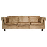 Curved leather Scandinavian tuxedo sofa Curved leather Scandinavian tuxedo sofa
