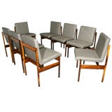 Set of 8 rosewood and gray leather dining chairs by Novo Rumo