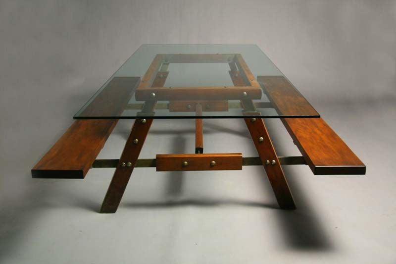Mid-20th Century Exotic Wood And Glass Picnic Table By Sergio Rodrigues