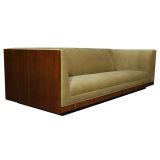 Walnut and mohair case sofa by Milo Baughman