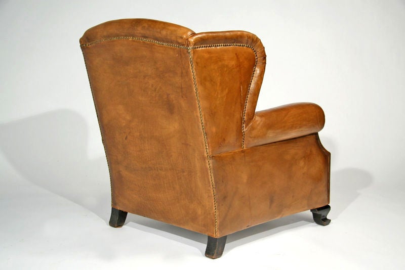 Mid-20th Century Leather wingback club chair