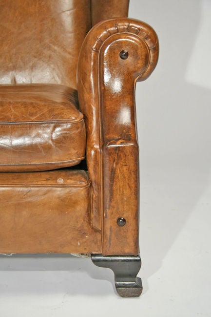 Leather wingback club chair 2