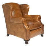 Leather wingback club chair