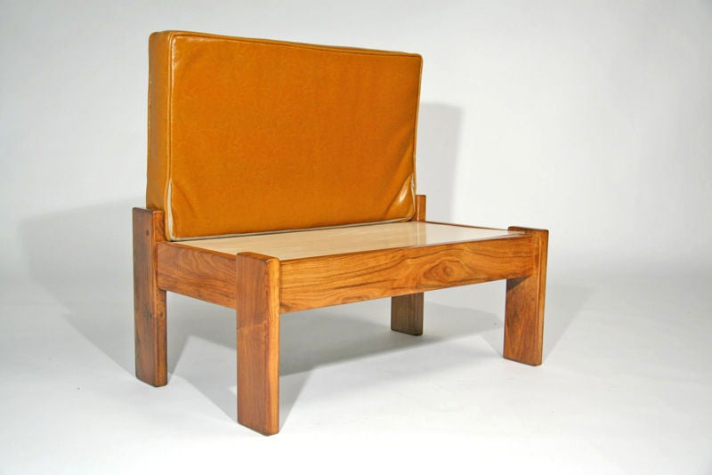Mid-20th Century Brazilian Caviuna Wood and Leather Ottoman by Jorge Zalszupin for L'Atelier For Sale