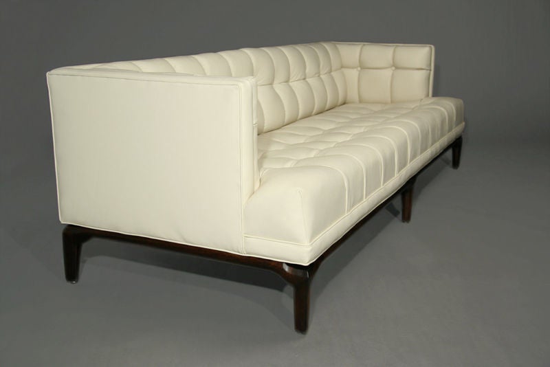 Cream button tufted leather sofa by Monteverdi-Young 6