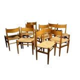 Set of ten oak dining chairs by Hans Wegner