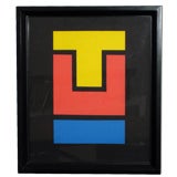 A geometric acrylic painting on canvas by Jules Engel A geometric acrylic painting on canvas by Jules Engel