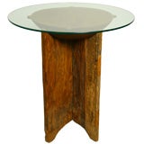 Wood and glass side table by Jose Zanine Caldas