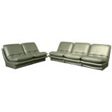 Modular silver leather sofa set by Vladimir Kagan