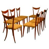 Set of 8 Curvelinear Dining chairs with Bronze glides