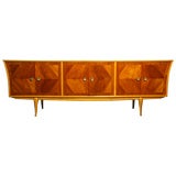 Tall Caviuna and polished brass cabinet from Brazil