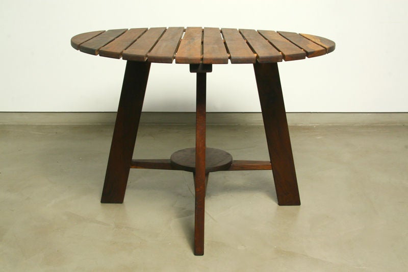 Late 20th Century Exotic Wood Round Outdoor Dining Table by Sergio Rodrigues For Sale