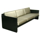 Ebonized Oak Case Sofa with Metallic Upholstery