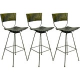 Set of three swivel bar stools by Arthur Umanoff for Raymor
