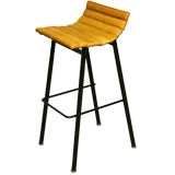 Set of Thomas Hayes Studio leather bar stools with black bases