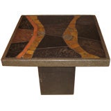 Italian Stone Lamp table with Brass insets Vintage Italian Stone Lamp table with Brass insets