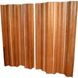 Pair of four panel walnut screens by Charles and Ray Eames
