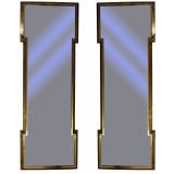 Pair of brass acid etched Mirrors / American