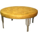 Round leather Ottoman