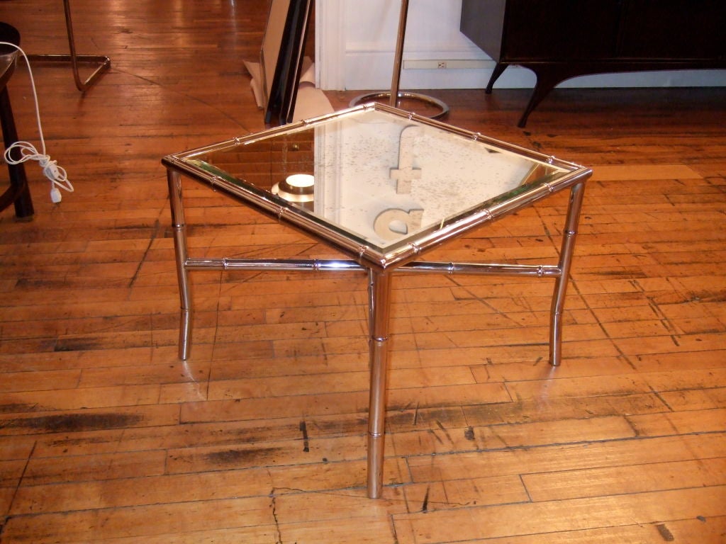 Pair of Chrome Faux Bamboo Tables