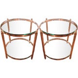 Pair of Brass Mid Century End Tables Pair of Brass Mid Century End Tables