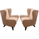 Sculpted Modernist Wingback Chairs