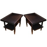Pair of Lacquer and Leather Tables