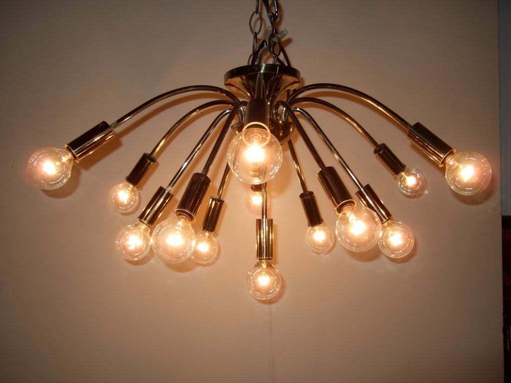 American Mid Century Brass Sputnik Chandelier