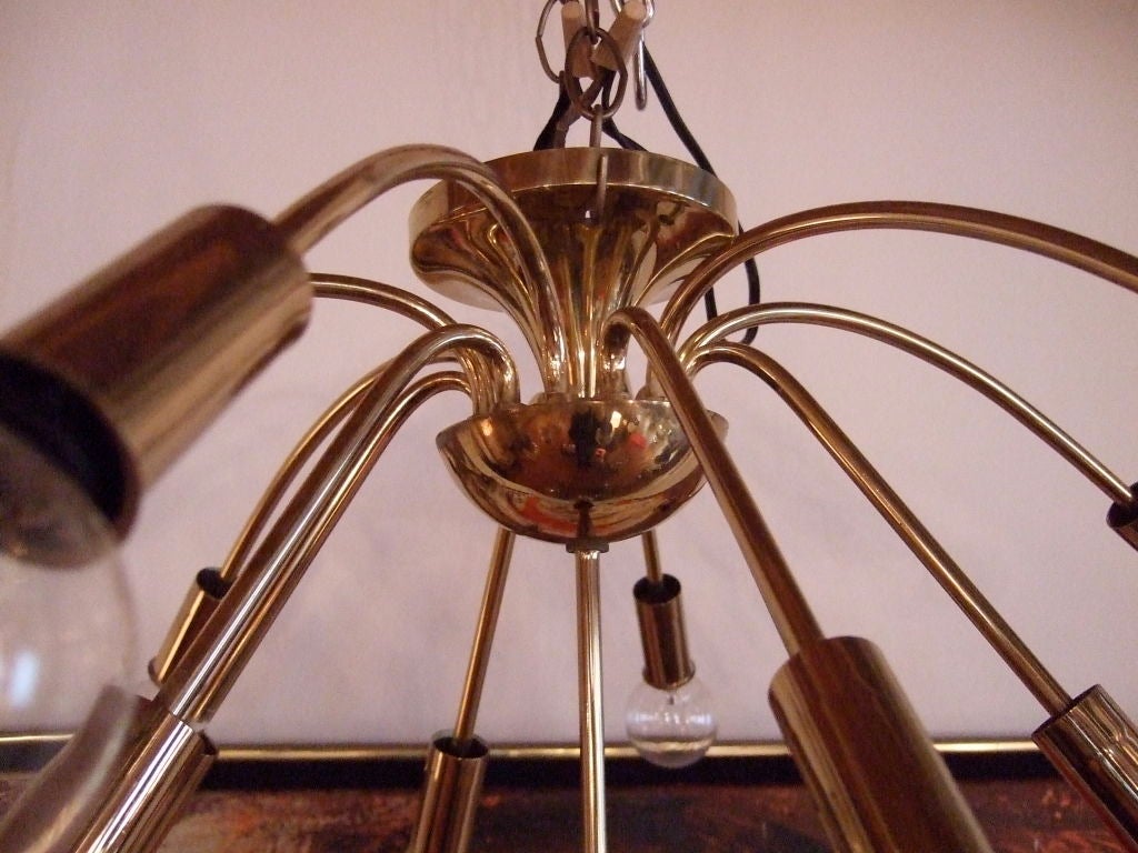 20th Century Mid Century Brass Sputnik Chandelier